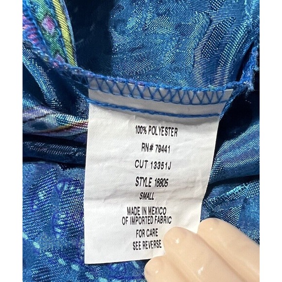 Vintage pajama set Inner Most Robe And Pant Blue Paisley Size Small - Picture 7 of 8